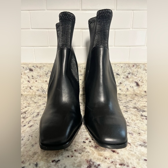 Vince Camino Dasta Square Toe Black Chunky Heel Leather Boot *** - Picture 8 of 11